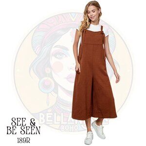 189R SEE & BE SEEN Rust Textured Cropped Wide Leg Jumper Overalls